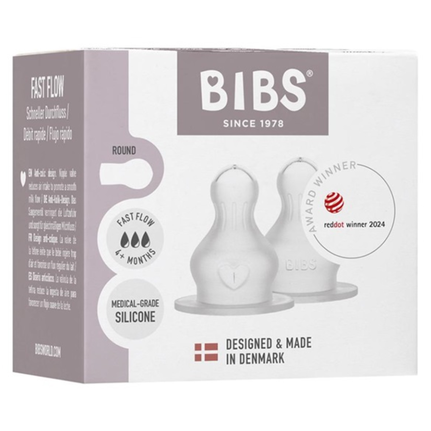 Соска BIBS силиконовая для бутылочки быстрый поток - 2 шт